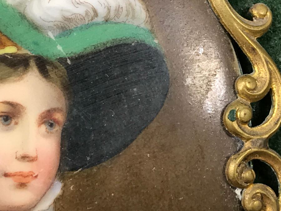 Framed Vintage Hand Painted Porcelain Portrait Of Woman [Photo 11]