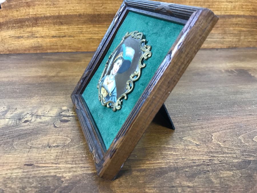 Framed Vintage Hand Painted Porcelain Portrait Of Woman [Photo 17]