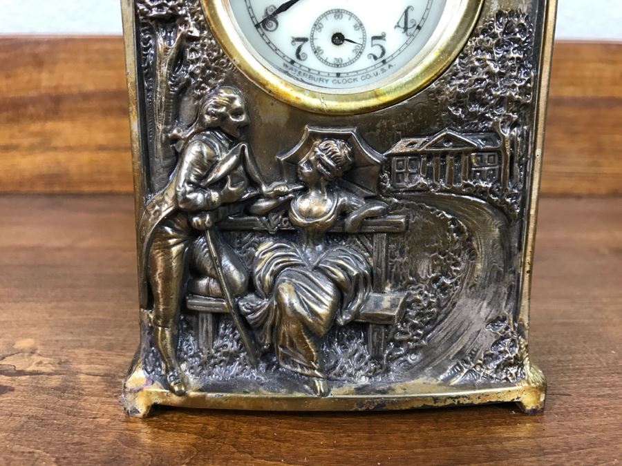 Old Metal Relief Clock Case By W. B. Mfg Co 556 With Porcelain Face Waterbury Clock Co Clock Face - Not Working [Photo 5]