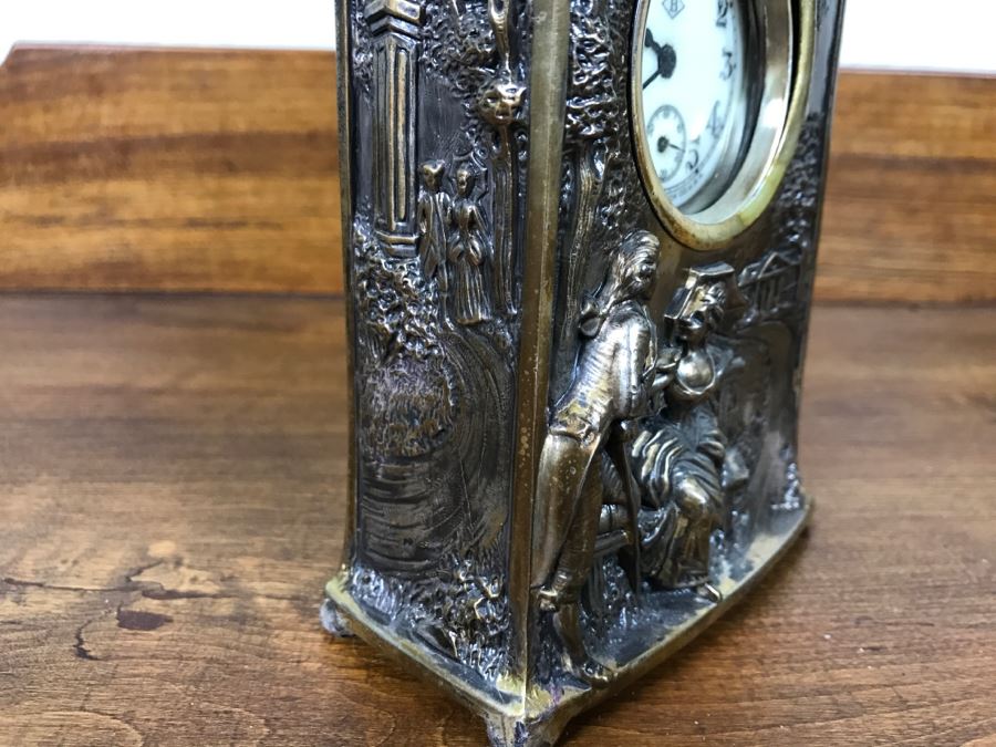 Old Metal Relief Clock Case By W. B. Mfg Co 556 With Porcelain Face Waterbury Clock Co Clock Face - Not Working [Photo 9]