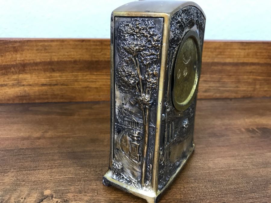 Old Metal Relief Clock Case By W. B. Mfg Co 556 With Porcelain Face Waterbury Clock Co Clock Face - Not Working [Photo 14]