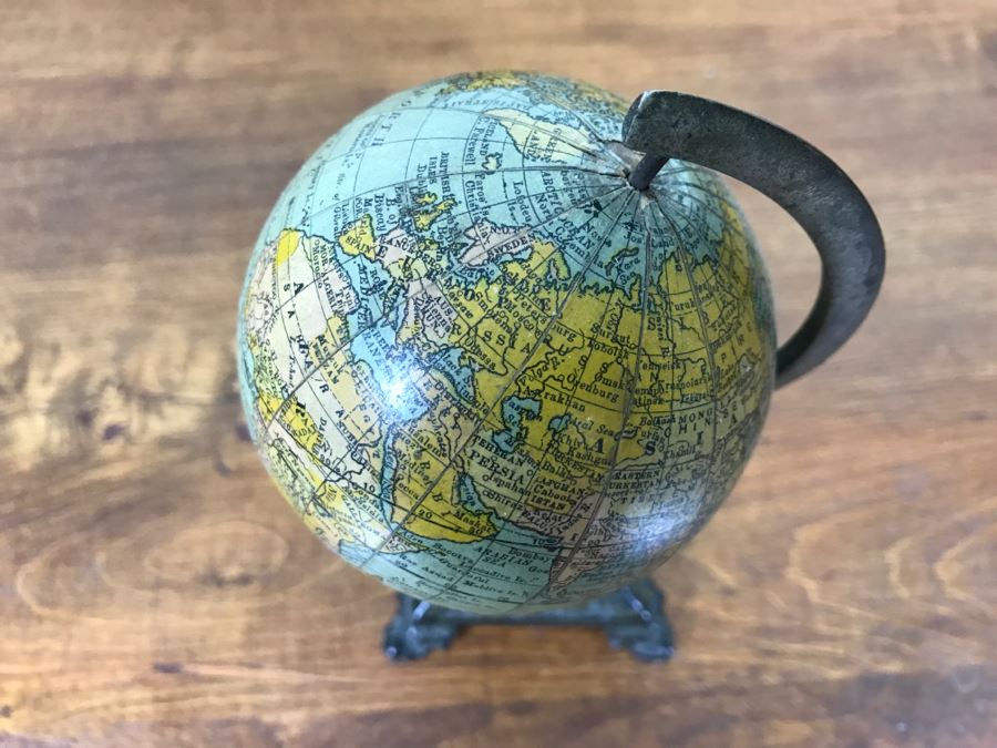 Vintage Rand Mcnally & Co Miniature New 3 Inch Terrestrial Globe With Metal Stand [Photo 11]