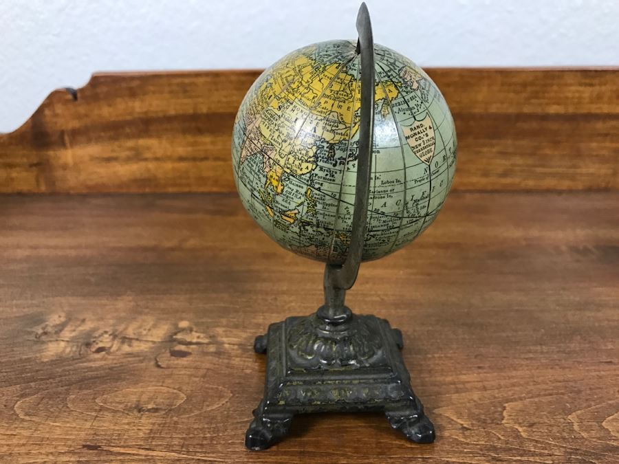 Vintage Rand Mcnally & Co Miniature New 3 Inch Terrestrial Globe With Metal Stand [Photo 9]
