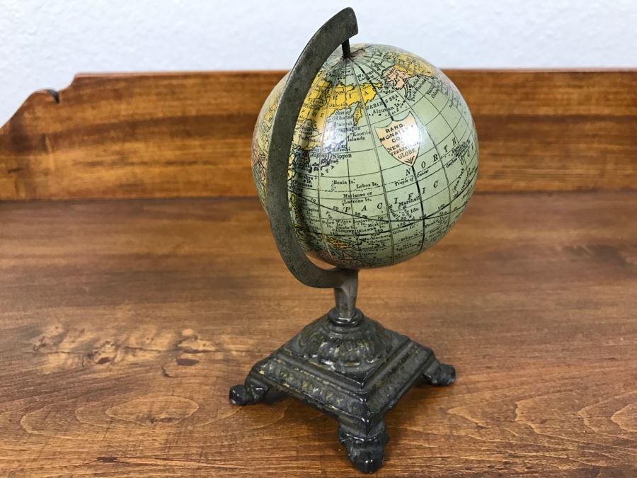 Vintage Rand Mcnally & Co Miniature New 3 Inch Terrestrial Globe With Metal Stand [Photo 8]