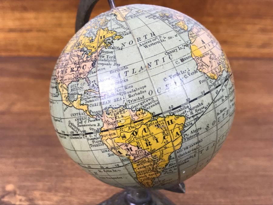 Vintage Rand Mcnally & Co Miniature New 3 Inch Terrestrial Globe With Metal Stand [Photo 4]