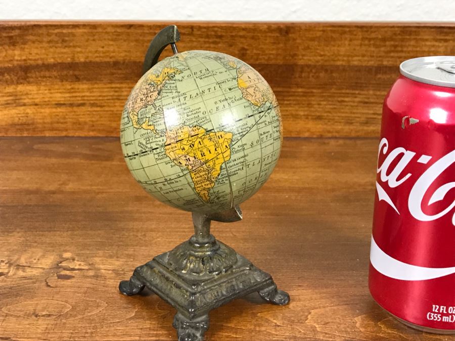 Vintage Rand Mcnally & Co Miniature New 3 Inch Terrestrial Globe With Metal Stand [Photo 3]