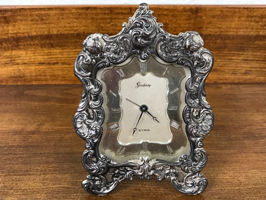 Vintage Gorham Silver CYMA Watch Co Swiss Alarm Clock [Photo 3]
