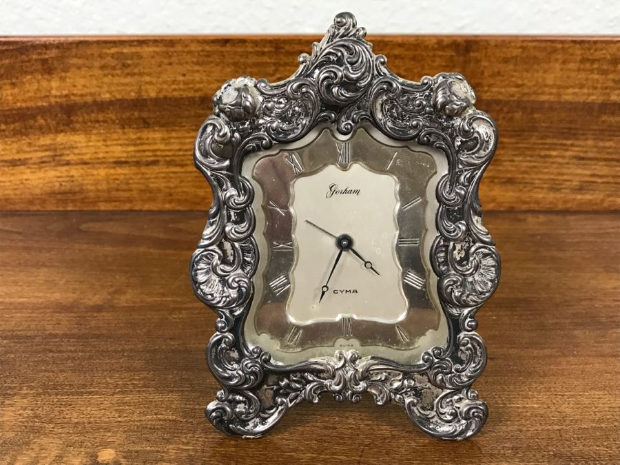 Vintage Gorham Silver CYMA Watch Co Swiss Alarm Clock
