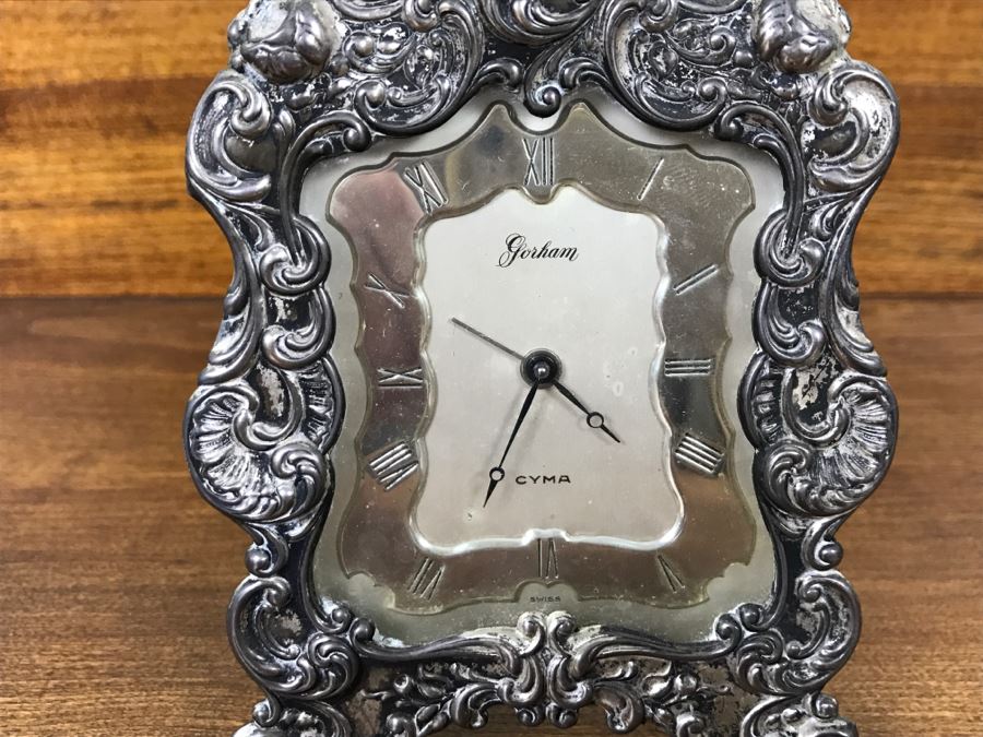 Vintage Gorham Silver CYMA Watch Co Swiss Alarm Clock [Photo 4]