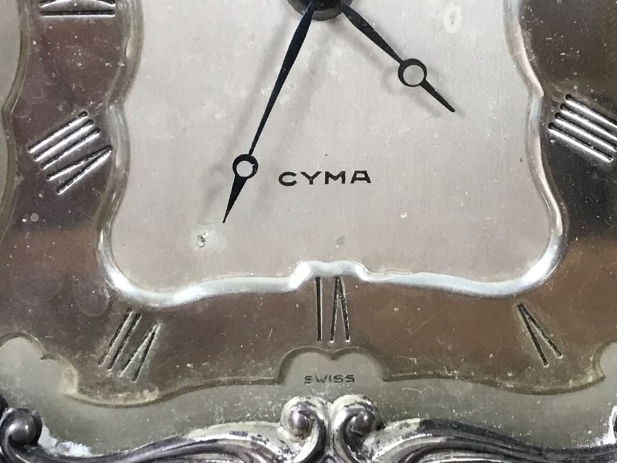 Vintage Gorham Silver CYMA Watch Co Swiss Alarm Clock [Photo 6]