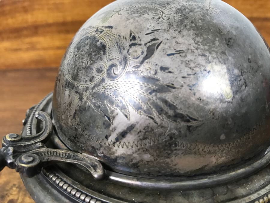 Ornate Silver On Copper Footed Round Bowl With Chased Design And Hinged Cover Polish Warsaw Stamped B. Henneberg Warszawa 2500 [Photo 12]