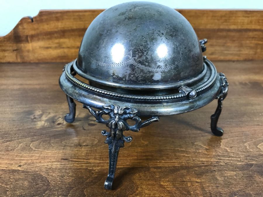 Ornate Silver On Copper Footed Round Bowl With Chased Design And Hinged Cover Polish Warsaw Stamped B. Henneberg Warszawa 2500 [Photo 8]