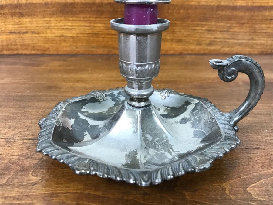 Vintage Candle Holder With Snuffer Marked Leonard [Photo 5]