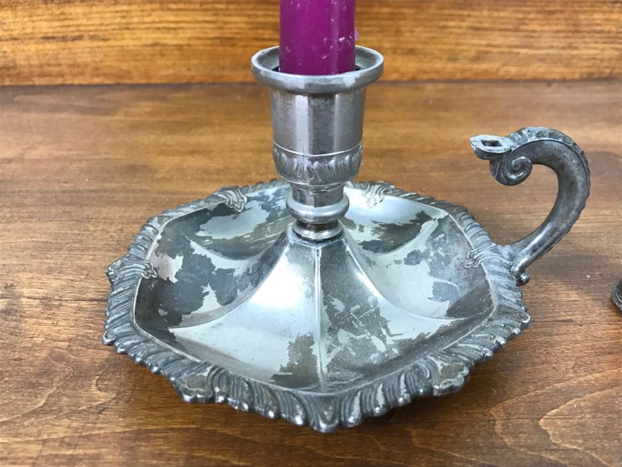 Vintage Candle Holder With Snuffer Marked Leonard [Photo 7]