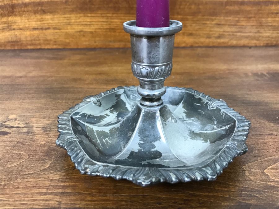 Vintage Candle Holder With Snuffer Marked Leonard [Photo 8]