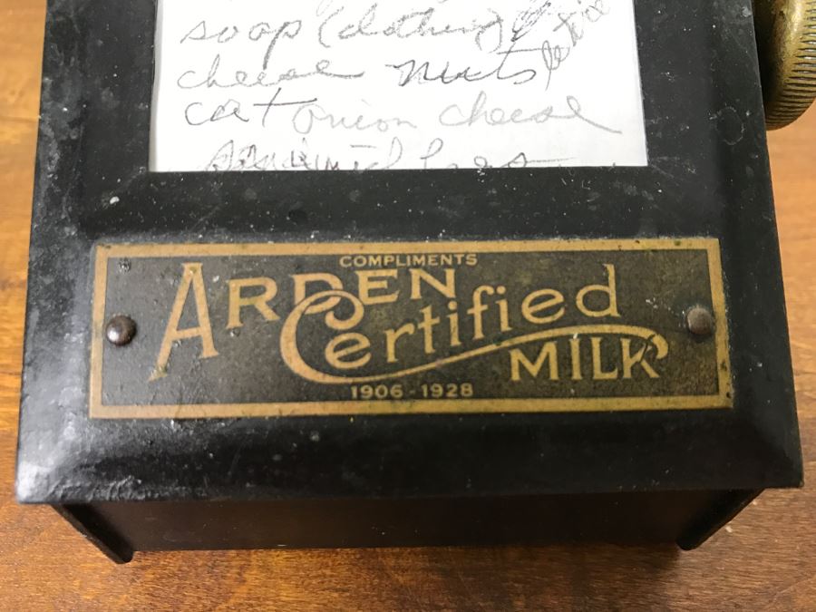 Vintage Advertising Arden Certified Milk Metal Mechanical Scrolling Note Pad Patent 1925 [Photo 5]