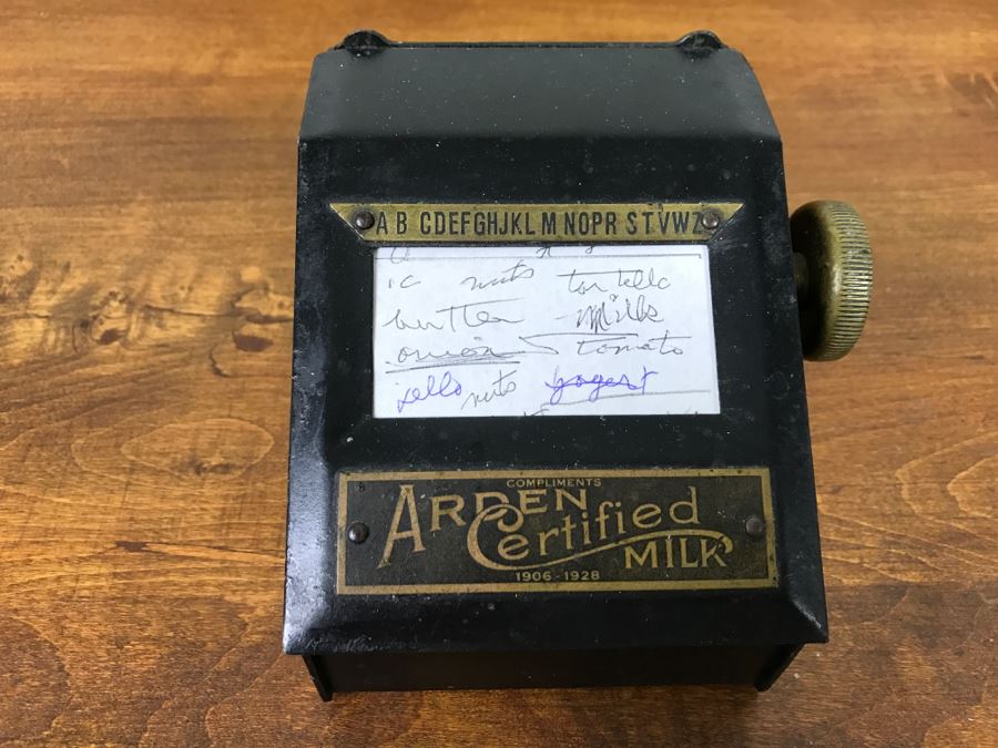 Vintage Advertising Arden Certified Milk Metal Mechanical Scrolling Note Pad Patent 1925