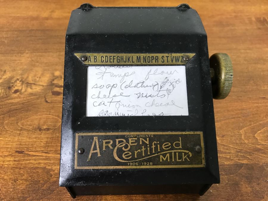 Vintage Advertising Arden Certified Milk Metal Mechanical Scrolling Note Pad Patent 1925 [Photo 3]