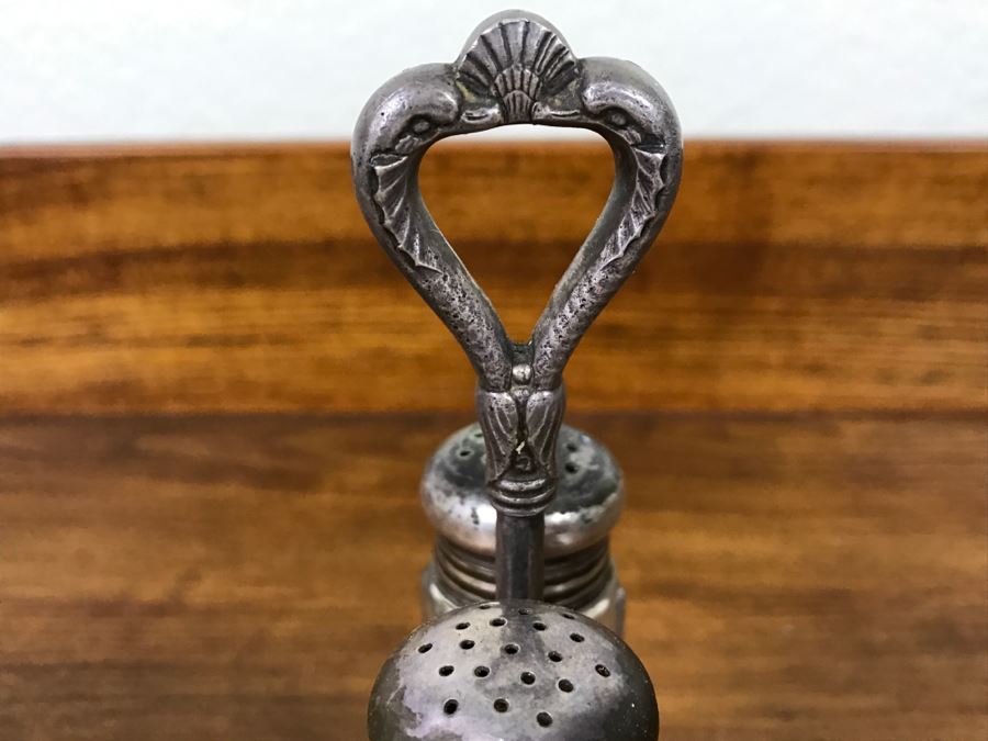 USMC Internation Silver Co Salt And Pepper Shakers With Stand Marked 05062 70 [Photo 8]