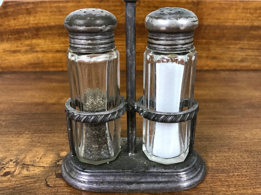 USMC Internation Silver Co Salt And Pepper Shakers With Stand Marked 05062 70 [Photo 3]