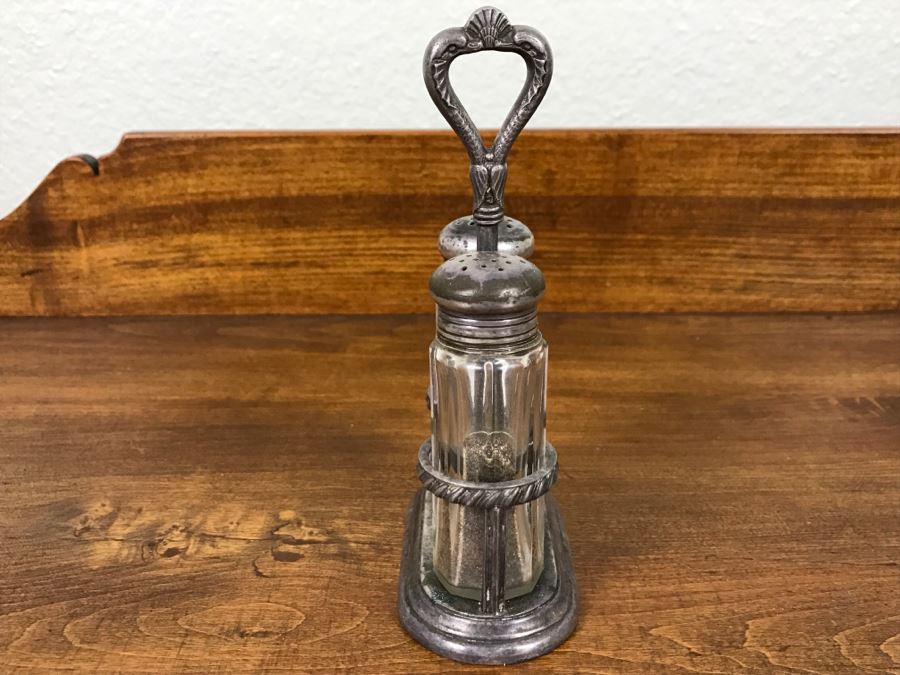 USMC Internation Silver Co Salt And Pepper Shakers With Stand Marked 05062 70 [Photo 6]