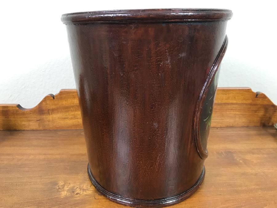Vintage Hand Painted Floral Waste Basket [Photo 4]