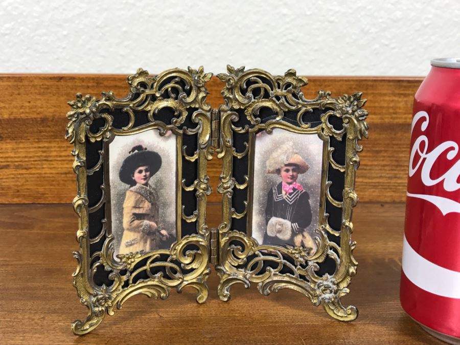 Vintage Ornate Metal Acanthus Leaves Patterns Hinged Picture Frame [Photo 3]