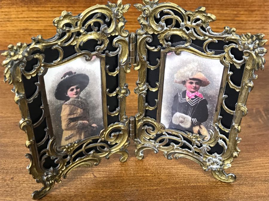 Vintage Ornate Metal Acanthus Leaves Patterns Hinged Picture Frame [Photo 4]