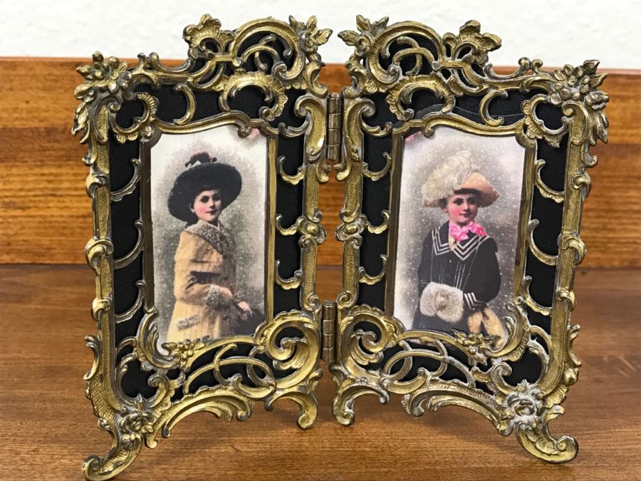 Vintage Ornate Metal Acanthus Leaves Patterns Hinged Picture Frame [Photo 2]