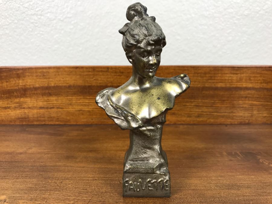 Small Vintage Metal Bust Of Lady Fauvette [Photo 1]