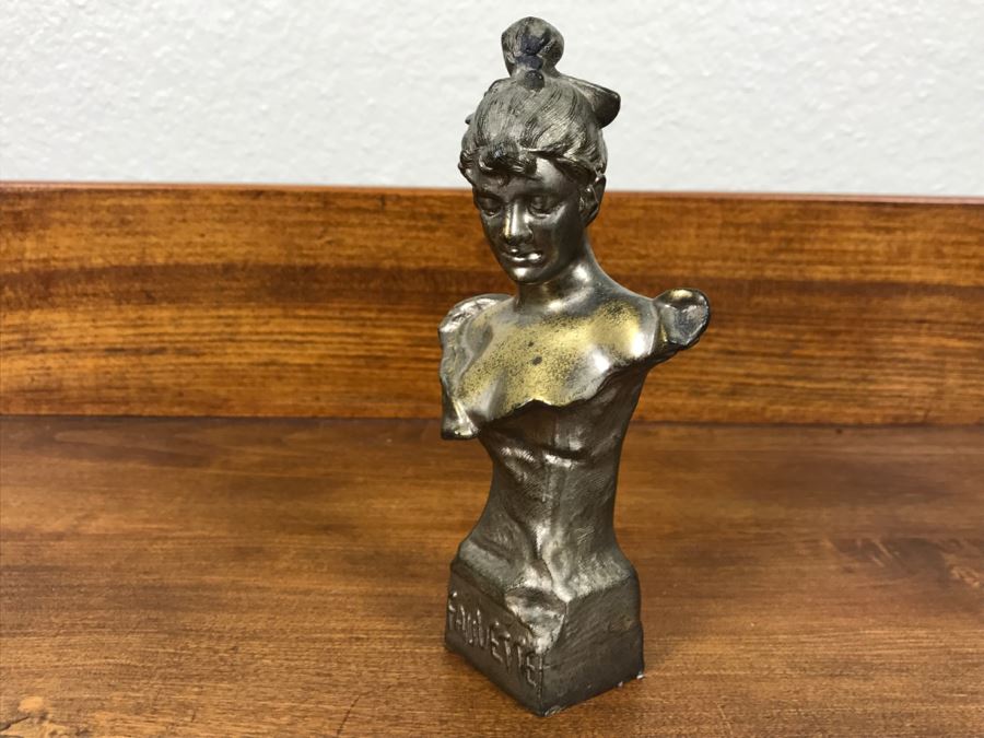Small Vintage Metal Bust Of Lady Fauvette [Photo 7]