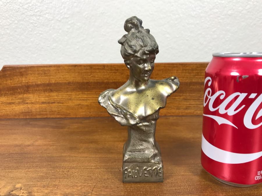Small Vintage Metal Bust Of Lady Fauvette [Photo 2]