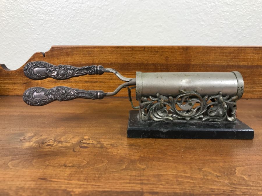 Vintage Curling Iron With Heater On Marble Base By Simplex Electric Heating Company - Not Sure If It Works [Photo 1]
