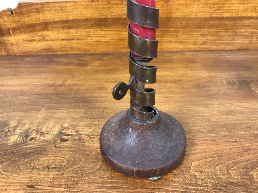 Antique Spiral Candlestick - Metal Piece Below Candle Rides Up Spiral To Push Candle Up [Photo 10]