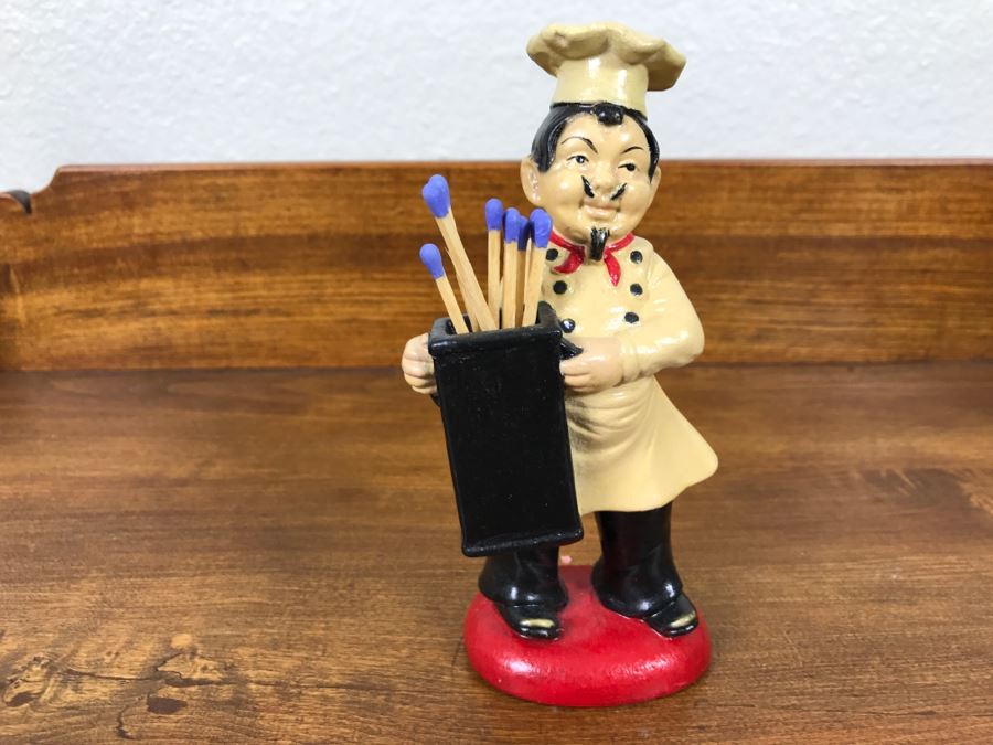 Vintage Italian Matchstick Holder Chef Figurine