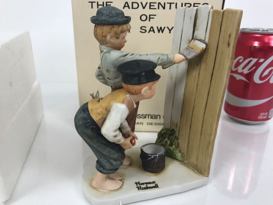 Vintage 1976 Norman Rockwell Figurine Dave Grossman Designs With Original Box The Adventures Of Tom Sawyer Limited Edition Whitewash [Photo 3]