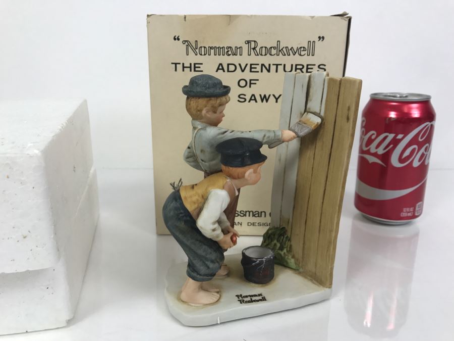 Vintage 1976 Norman Rockwell Figurine Dave Grossman Designs With Original Box The Adventures Of Tom Sawyer Limited Edition Whitewash