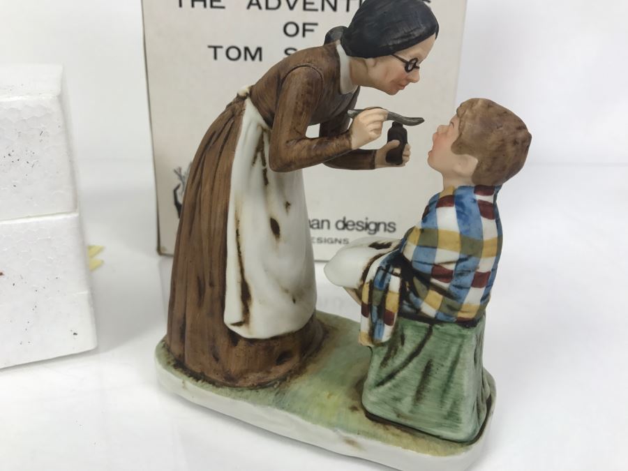 Vintage 1978 Norman Rockwell Figurine Dave Grossman Designs With Original Box The Adventures Of Tom Sawyer Limited Edition Take Your Medicine [Photo 7]