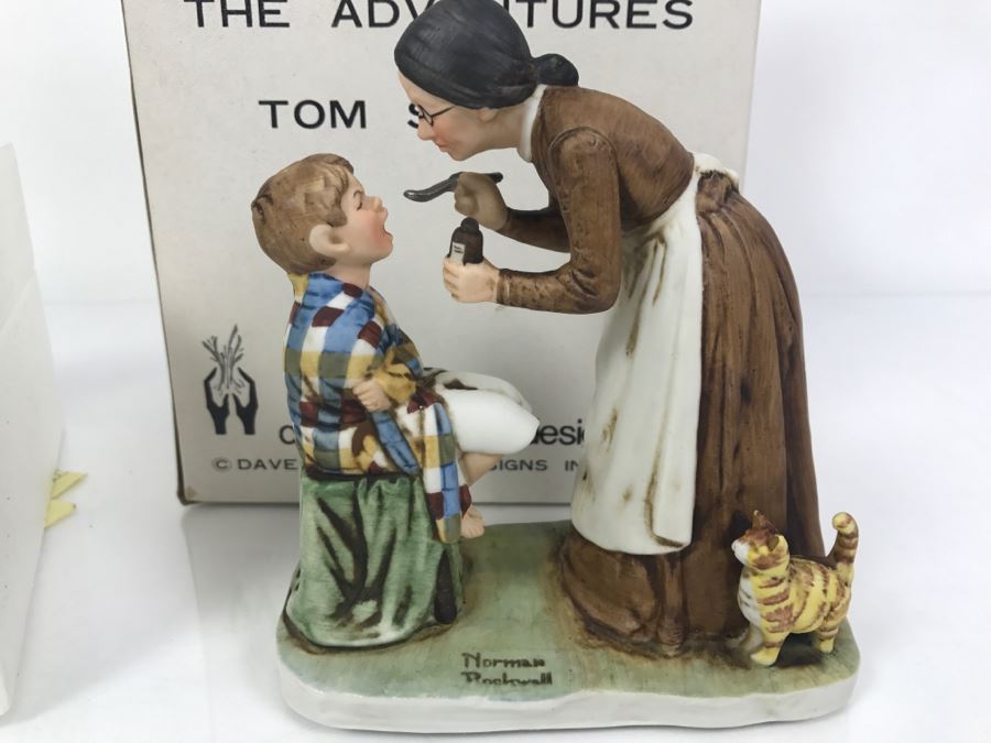 Vintage 1978 Norman Rockwell Figurine Dave Grossman Designs With Original Box The Adventures Of Tom Sawyer Limited Edition Take Your Medicine [Photo 5]