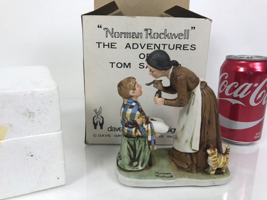 Vintage 1978 Norman Rockwell Figurine Dave Grossman Designs With Original Box The Adventures Of Tom Sawyer Limited Edition Take Your Medicine