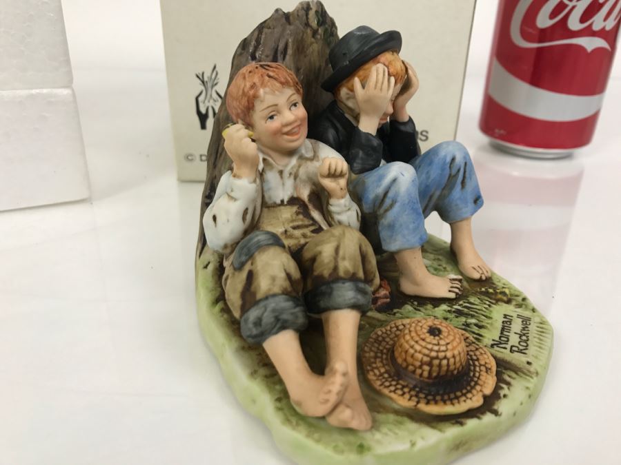 Vintage 1978 Norman Rockwell Figurine Dave Grossman Designs With Original Box The Adventures Of Tom Sawyer Limited Edition First Smoke [Photo 5]