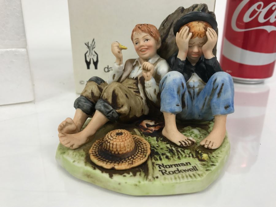 Vintage 1978 Norman Rockwell Figurine Dave Grossman Designs With Original Box The Adventures Of Tom Sawyer Limited Edition First Smoke [Photo 4]