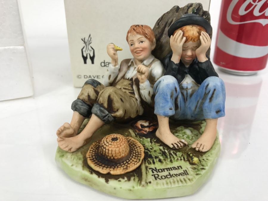 Vintage 1978 Norman Rockwell Figurine Dave Grossman Designs With Original Box The Adventures Of Tom Sawyer Limited Edition First Smoke [Photo 3]