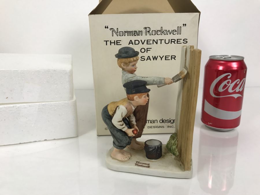 Vintage 1976 Norman Rockwell Figurine Dave Grossman Designs With Original Box The Adventures Of Tom Sawyer Limited Edition Whitewash [Photo 1]
