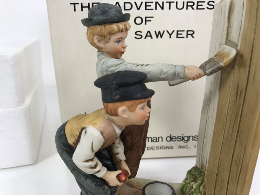 Vintage 1976 Norman Rockwell Figurine Dave Grossman Designs With Original Box The Adventures Of Tom Sawyer Limited Edition Whitewash [Photo 4]