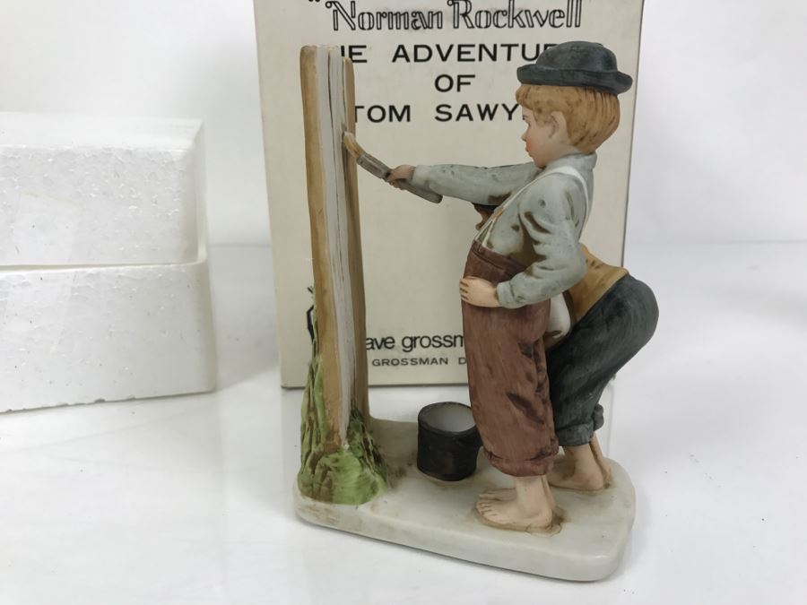 Vintage 1976 Norman Rockwell Figurine Dave Grossman Designs With Original Box The Adventures Of Tom Sawyer Limited Edition Whitewash [Photo 8]