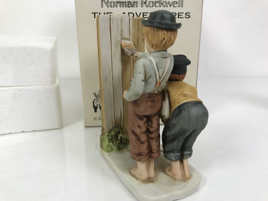 Vintage 1976 Norman Rockwell Figurine Dave Grossman Designs With Original Box The Adventures Of Tom Sawyer Limited Edition Whitewash [Photo 7]