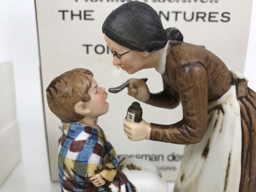 Vintage 1978 Norman Rockwell Figurine Dave Grossman Designs With Original Box The Adventures Of Tom Sawyer Limited Edition Take Your Medicine [Photo 5]