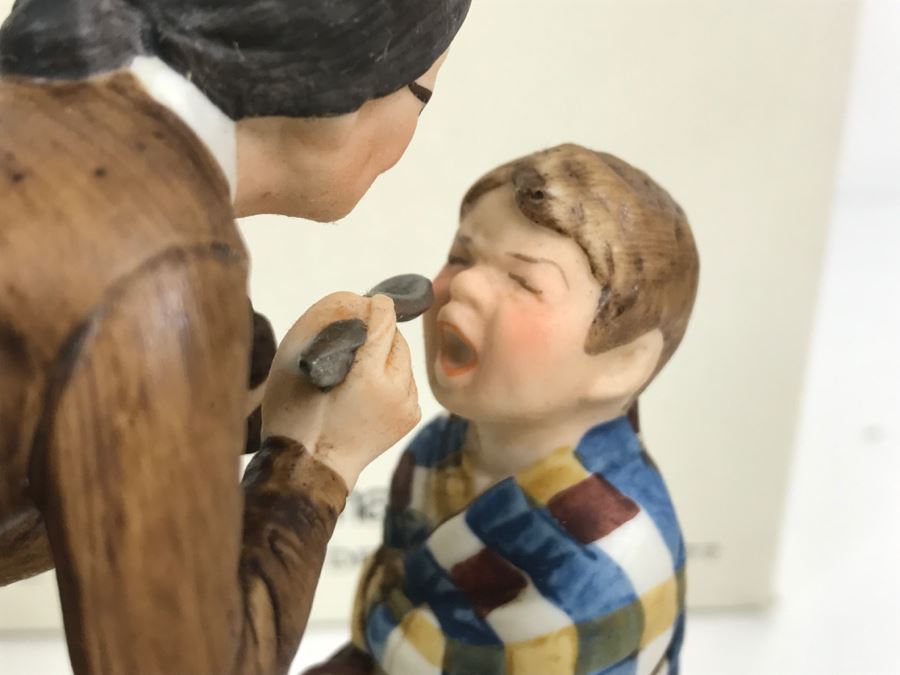 Vintage 1978 Norman Rockwell Figurine Dave Grossman Designs With Original Box The Adventures Of Tom Sawyer Limited Edition Take Your Medicine [Photo 9]