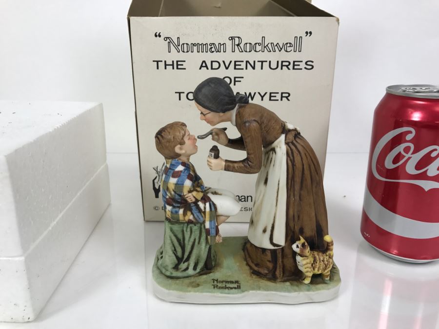 Vintage 1978 Norman Rockwell Figurine Dave Grossman Designs With Original Box The Adventures Of Tom Sawyer Limited Edition Take Your Medicine [Photo 3]